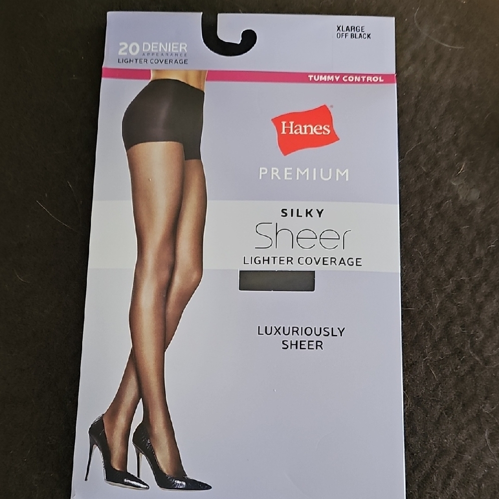 Hanes Premium Silky Sheer Off Black Xlarge Tights